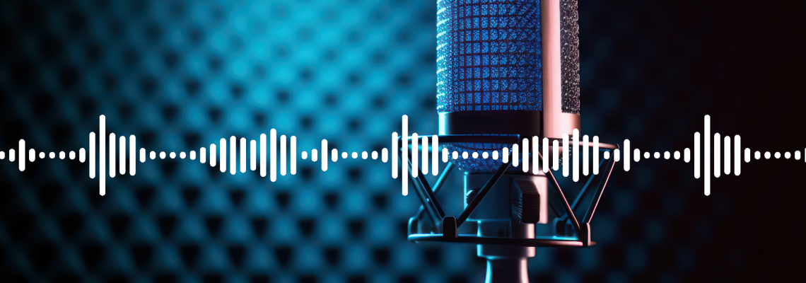 Graphic with a light blue background, the title "PERSPECTIVES: A VLRC Podcast," abstract black curves, and a red maple leaf in the upper-right corner